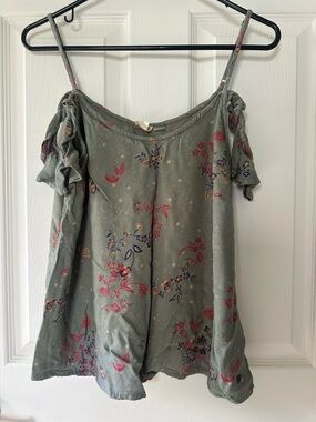 Roxy Olive Green Floral Cold-Shoulder Cami Top